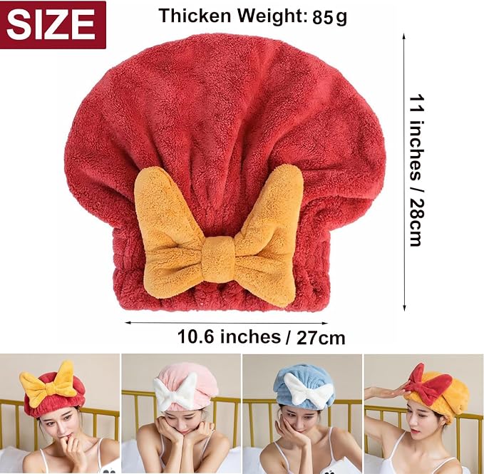 Microfiber Hair Drying Cap, Ultra Absorbent Hair Towel Wrap Turban - Image 3
