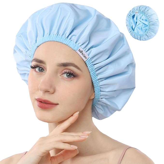 Years calm Shower Caps for Women Reusable Waterproof, Double Layer Waterproof by Yearscalm