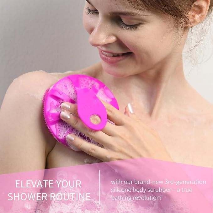 Silicone Body Scrubber 2 Pack, BEAUTAIL Gentle Bristles Shower Bath Brush - Image 3
