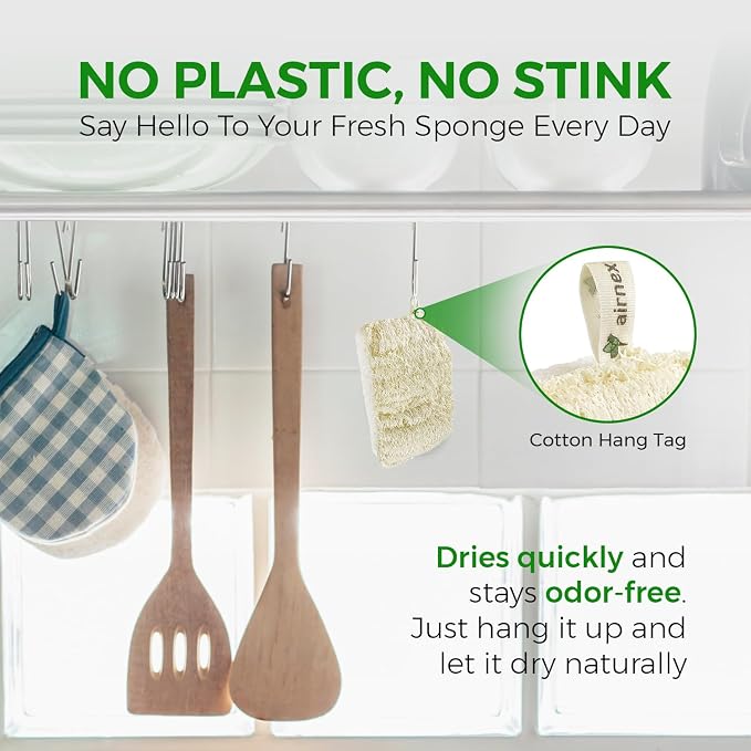 AIRNEX Natural Loofah Sponges for Dishes - Image 3