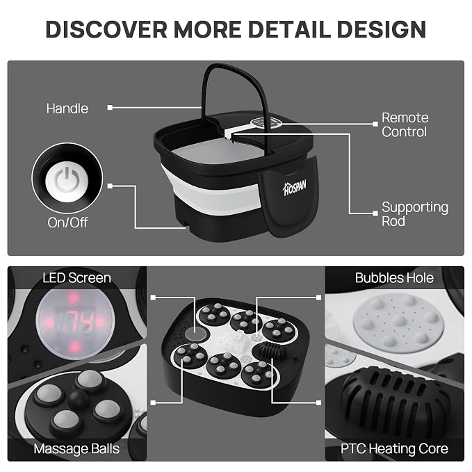HOSPAN Collapsible Foot Spa Electric Rotary Massage, Foot Bath - Image 5