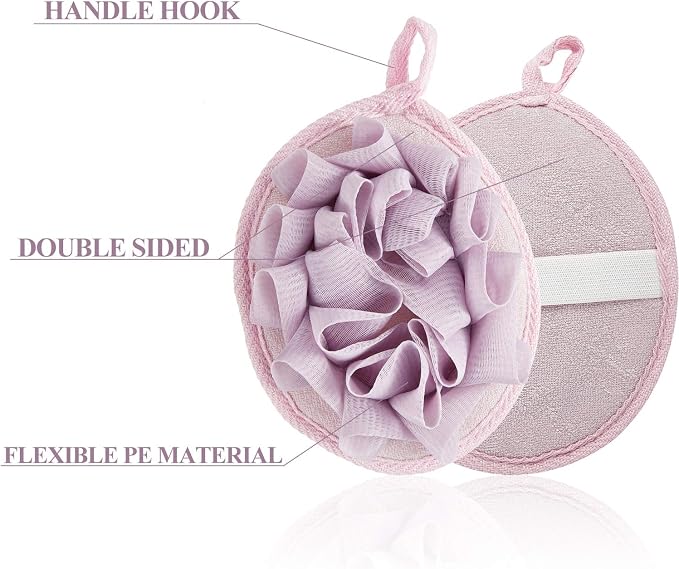 Boao 3 Pcs Bath Shower Pouf Sponge Mesh Pouf Shower Ball Exfoliating Body - Image 3