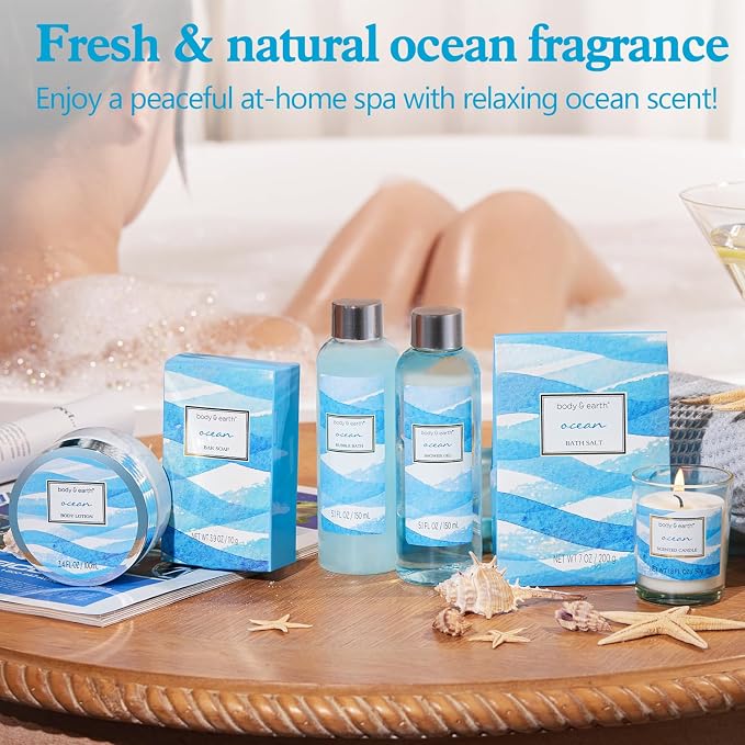 Bath and Body Gift Set for Women, Body & Earth Ocean Gift Basket, Body Lotion - Image 6