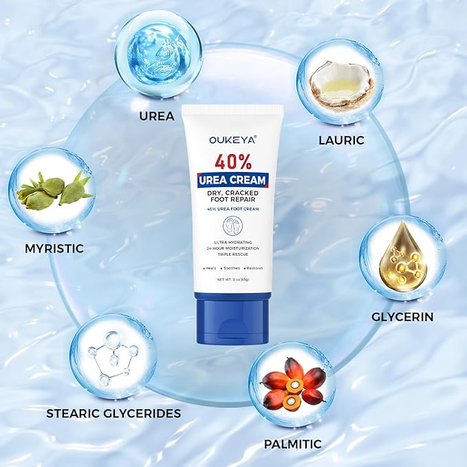 OUKEYA Urea Cream 40 Percent Tube 3 Oz, Foot & Hand Cream - Image 2