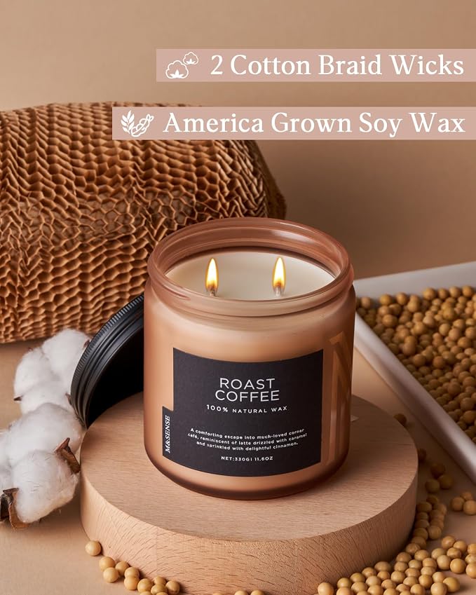 M&SENSE Coffee Home Scented Candles, 11.6oz Natural Soy Wax, 70-Hour Long - Image 3