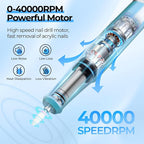 JOSGLOI Electric Nail Drill Professional: 40000RPM Electric Nail File Kit E - Image 2