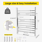 10-Bars Silver Heated Towel Rack–23" Wall Mounted Towel Warmer - Image 5