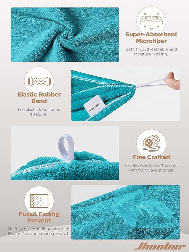 Hicober Microfiber Hair Towel, Hair Turbans - Image 3