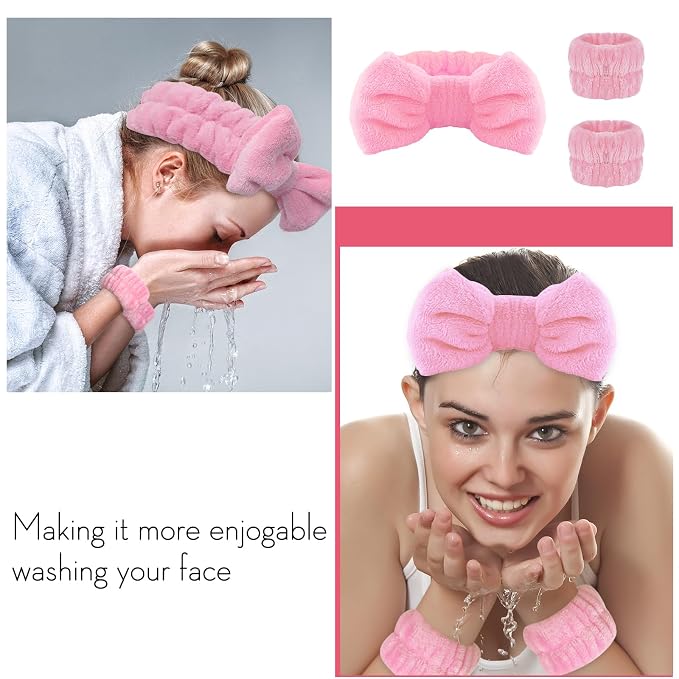 WSYUB Pink Spa Headband and Wristband Set - Image 3