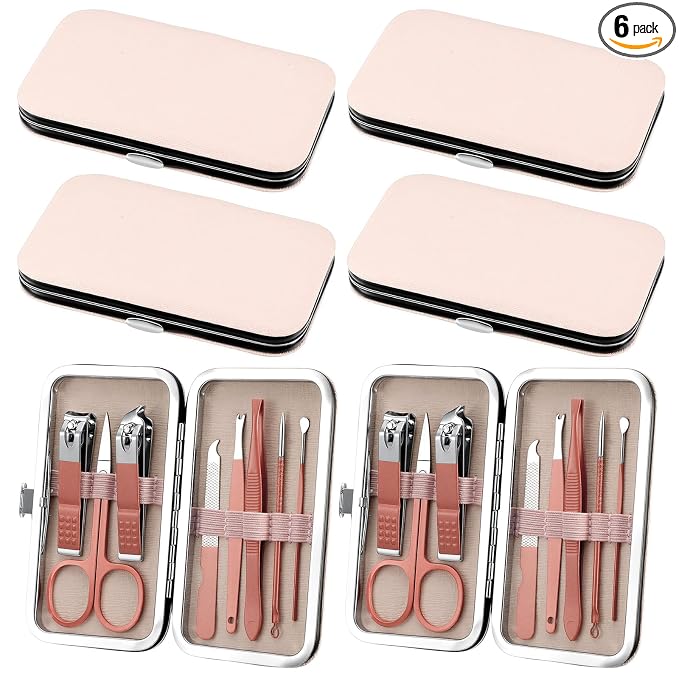 6 Sets Manicure Set 8 in 1 Stainless Steel Nail Clippers Pedicure Kit, by Unknown