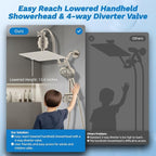 Hibbent Dual Filter All Metal 10"Rainfall Showerhead Combo, High Pressure - Image 6