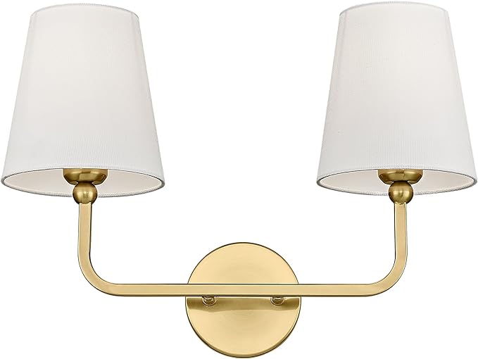 2 Light Bathroom Vanity Light, Brushed Gold Double Wall Sconce by Metwet
