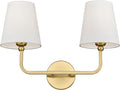 2 Light Bathroom Vanity Light, Brushed Gold Double Wall Sconce by Metwet