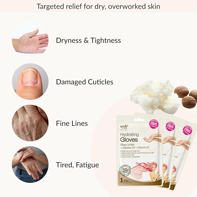 Epielle Hydrating Hand Mask 6 Pairs, Relieve and Soften - Image 4