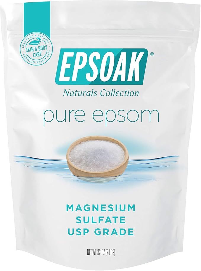 Epsoak Epsom Salt 2 lb. Magnesium Sulfate USP. Resealable Epsom Salt Bag by Epsoak