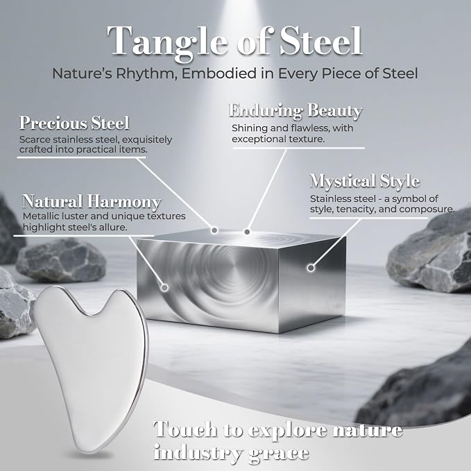 Stainless Steel Gua Sha Facial Tools | Premium Face & Body Massage Scraper - Image 3
