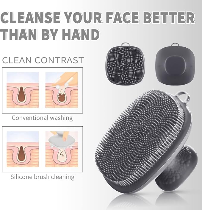 Face Scrubber Face Scrubber for Men Facial Cleansing Brush Silicone Face Wash - Image 2