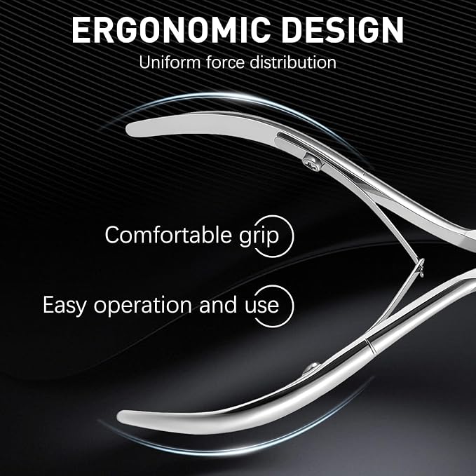 Precision Cuticle Nippers Trimmer Set, Double Spring Cuticle Remover Pusher - Image 4
