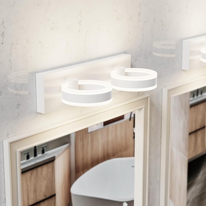 LED Bathroom Light Fixtures, 15inch White Vanity Lights, Modern 2 Light Acrylic - Image 7
