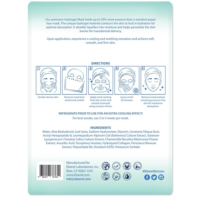 Ebanel 5 Pack Hydrogel Collagen Face Mask - Image 8