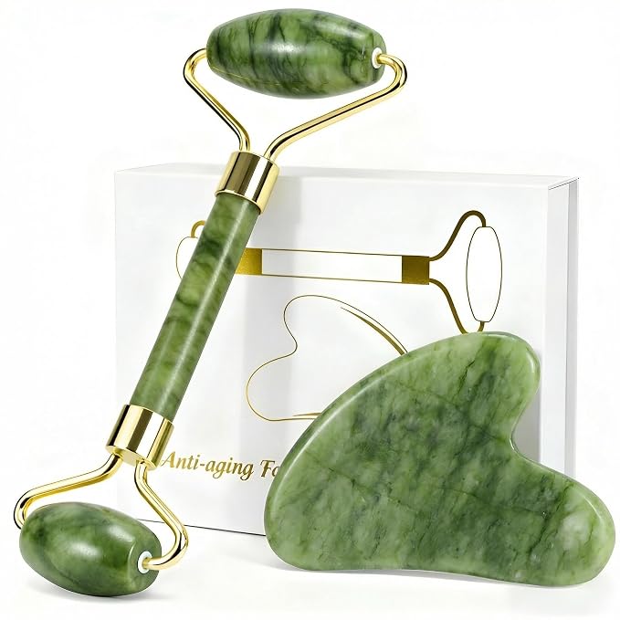 MANLENO Jade Roller & Gua Sha Set by MANLENO