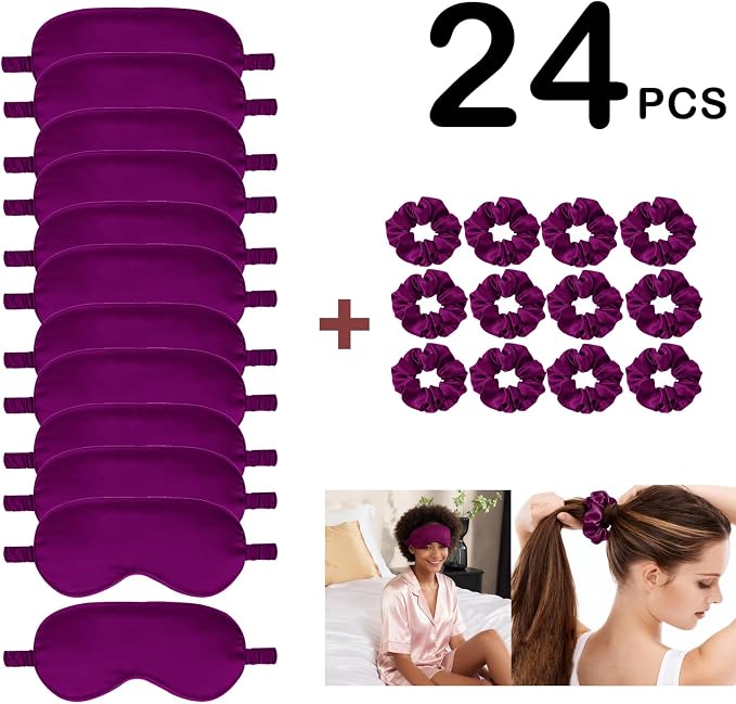 24Pcs Satin Eye Mask Silk Sleep Masks Silky Eyes Cover Blackout Blindfold - Image 2