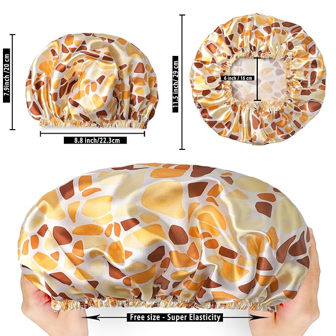 Shower Caps for Women, Double Layers Shower Cap Reusable Waterproof, Bathing - Image 3