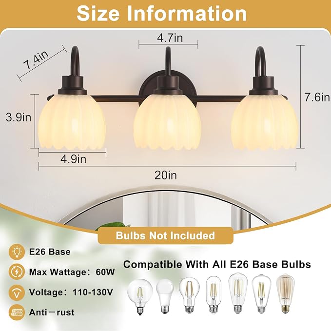 Bathroom Light Fixtures, Oil Rubbed Bronze Vanity Lights - Image 9