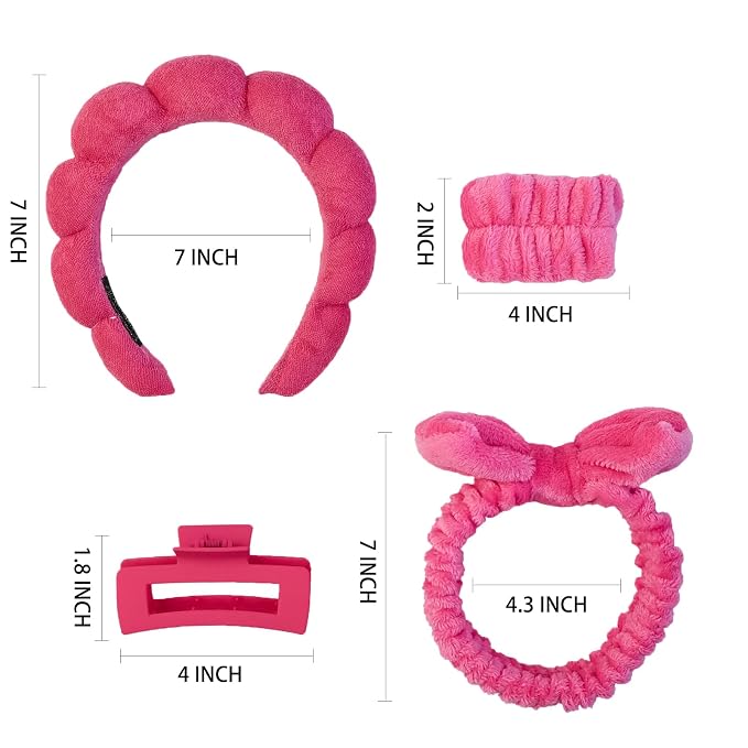 7 Pcs Spa Set, Facial Headband and Wristband Set, Skincare Accessories - Image 6