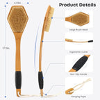 eaxun Bamboo Back Brush with Curved Long Handle, 17.5 Inches Shower Back - Image 2