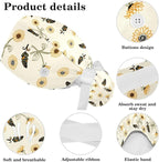 Women Working Cap with Buttons Bouffant Hat Autumn Leaves Nurse Scrub Caps Long - Image 4