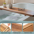 Premium Acacia Wood Bathtub Tray Caddy - Image 7