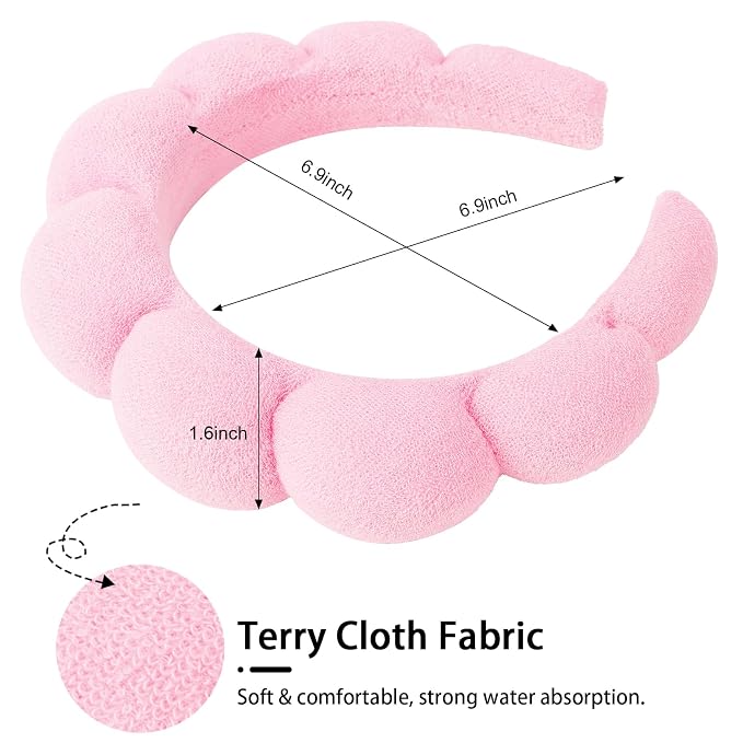 WHAVEL 3 Pack Spa Headband Skincare Headbands, Makeup Headband Sponge Terry - Image 2