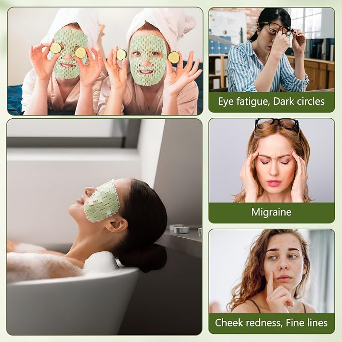 Demissle 4 Pcs Jade Eye Mask Jade Stone Facial Mask Scrap Massage Tool Hair - Image 7