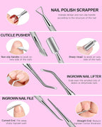 MORGLES Cuticle Remover Kit, 100/180 Nail File and Nail Buffer Blocks, Nipper - Image 6