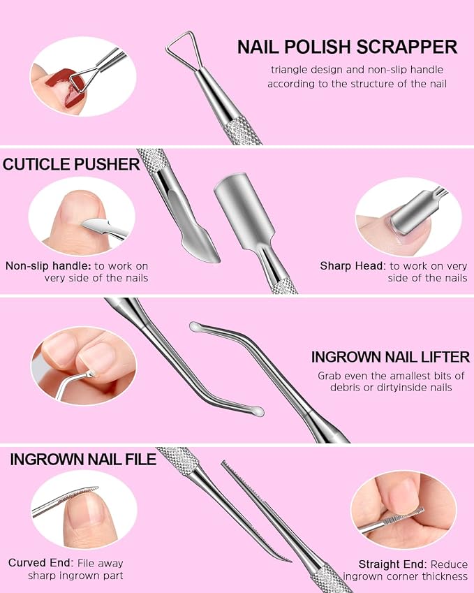 MORGLES Cuticle Remover Kit, 100/180 Nail File and Nail Buffer Blocks, Nipper - Image 6