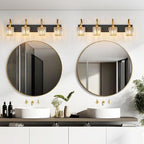 Modern Bathroom Vanity Light, 4-Light Black Gold Wall Sconce - Image 3