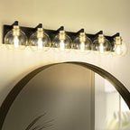 Bathroom Light Fixtures, 6-Light Black and Gold Bathroom Vanity Light, 38 Inch - Image 2