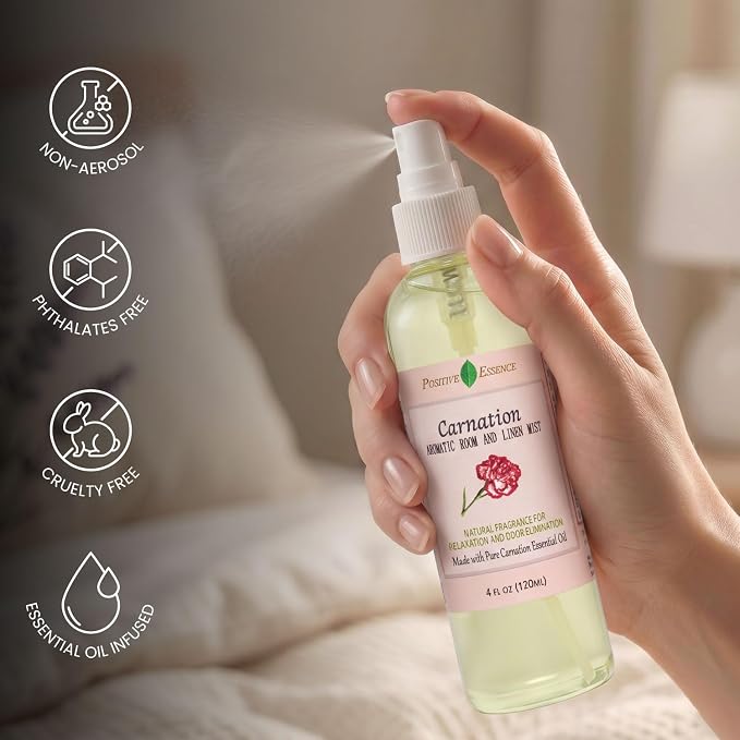 Carnation Linen & Room Spray, Natural Aromatic Bathroom Spray Made - Image 3