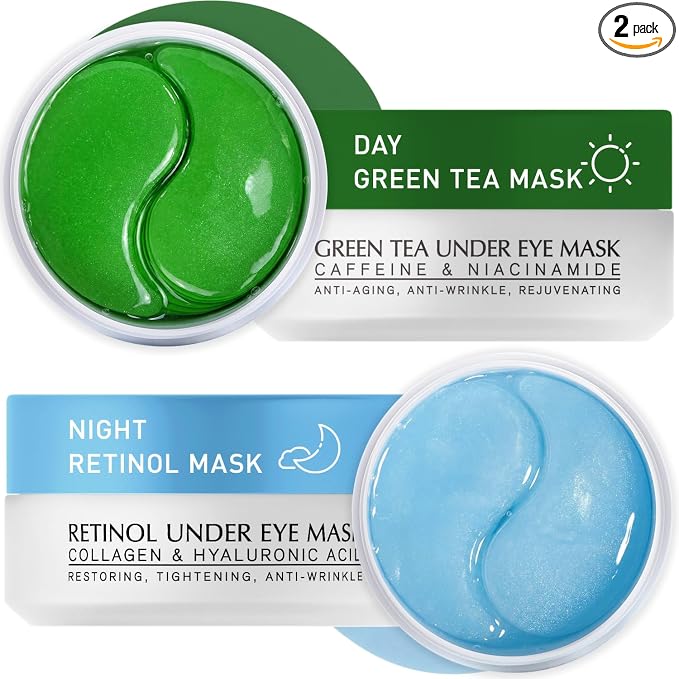 Under Eye Patches Kit: 120 Pcs Retinol & Green Tea Gel Eye Mask by ENASKINNATURALS
