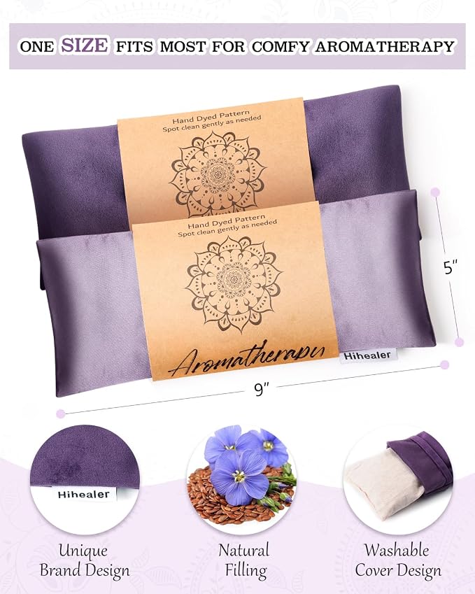 Weighted Eye Mask for Sleep, Meditation, Lavender Eye Pillow Heated for Headache - Image 6