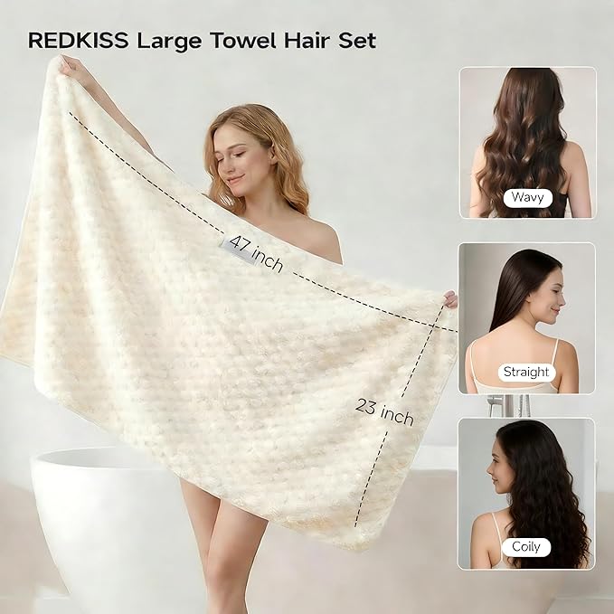 REDKISS 4 Pack Extra Large Hair Towels - Image 2
