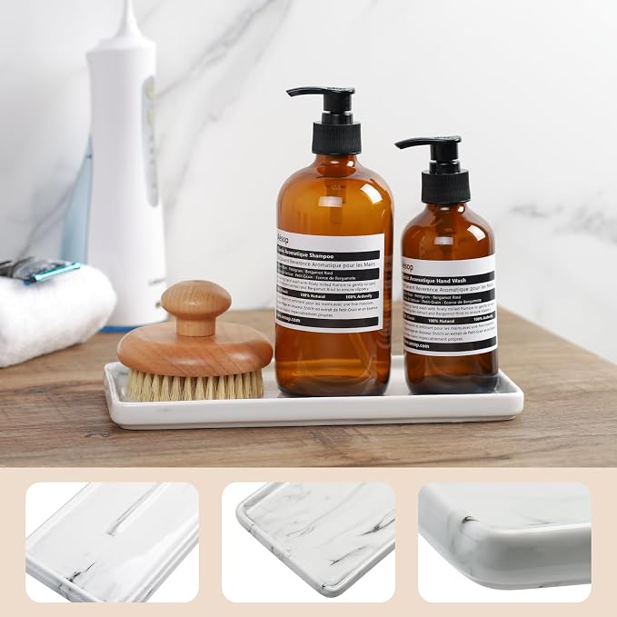 Gurygo 10" Bathroom Tray for Counter, Ceramic Vanity Trays for Bathroom - Image 2