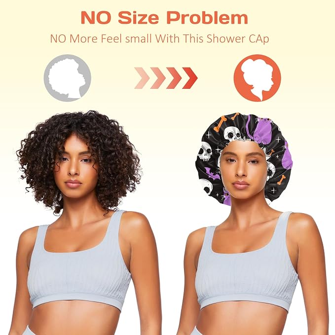 Shower Cap Reusable Double Layer Adjustable Elastic Waterproof EVA Hair Bath - Image 5