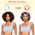 Shower Cap Reusable Double Layer Adjustable Elastic Waterproof EVA Hair Bath - Image 5