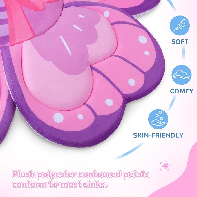 Pink Butterfly Baby Bath Pad - Image 2