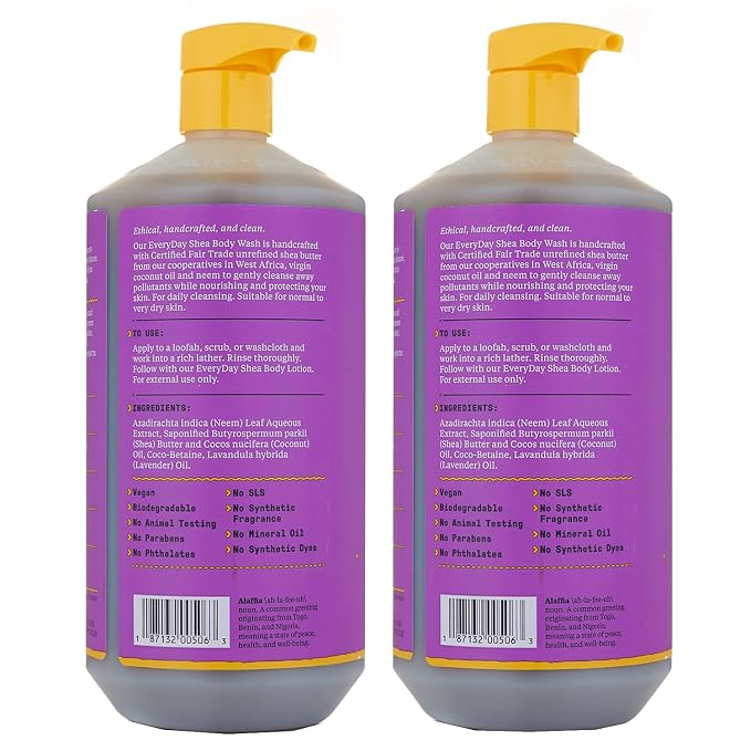 Alaffia Body Wash, EveryDay Shea, Lavender 2-Pack – Gentle Skin Cleanser - Image 2