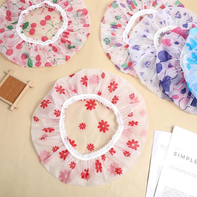 6 Pcs Shower Cap Reusable Elastic Hair Cap Waterproof Bath Hair Hat Shower Bath - Image 7