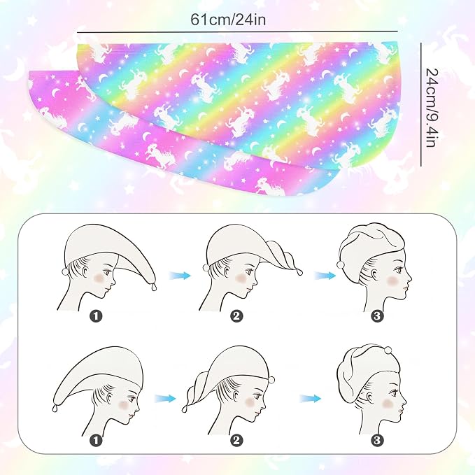 Microfiber Hair Towel Wrap for Kids 2 Pack Quick Drying Hair Towels - Image 7
