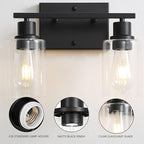 Bathroom Vanity Light Fixtures, 2-Light Matte Black Bathroom Lights, Wall - Image 3
